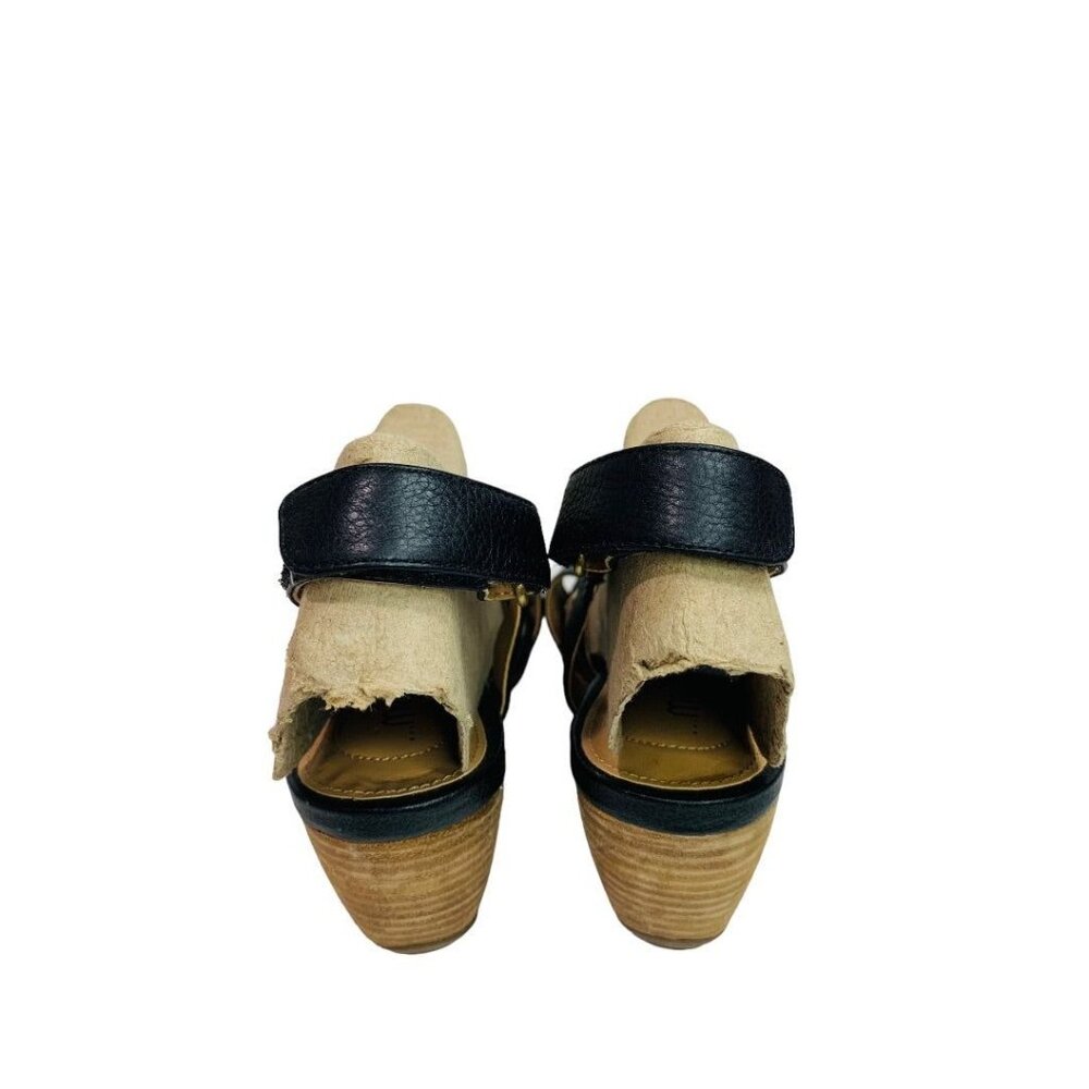 Size 9 Me Too Women's Black Leather Wedge Payton Sandals - Picture 4 of 11